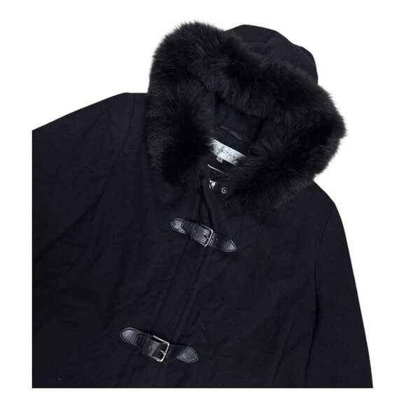 TRINA TURK Genuine FOX FUR & Wool Luxury Designer Vintage Pea Coat Womens 12 - Picture 3 of 6